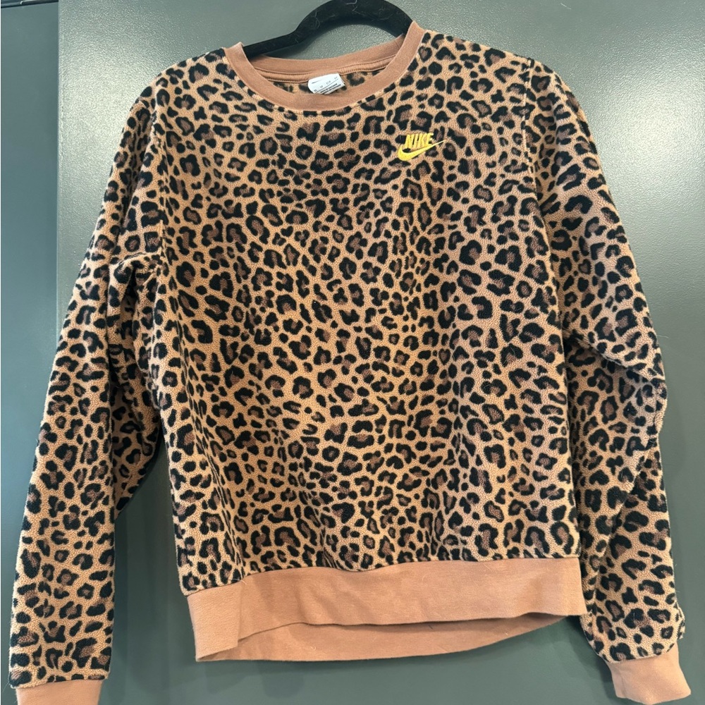 Leopard print fleece Nike sweatshirt